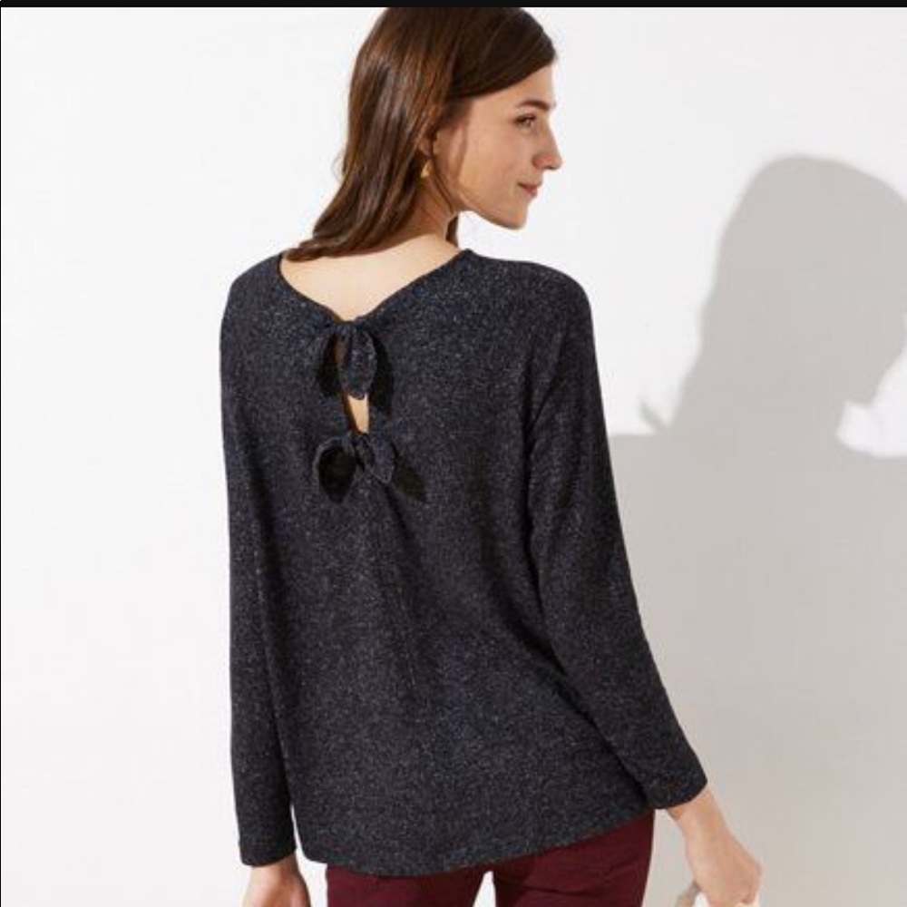 Loft Gray Double Bow Back Top Size MP